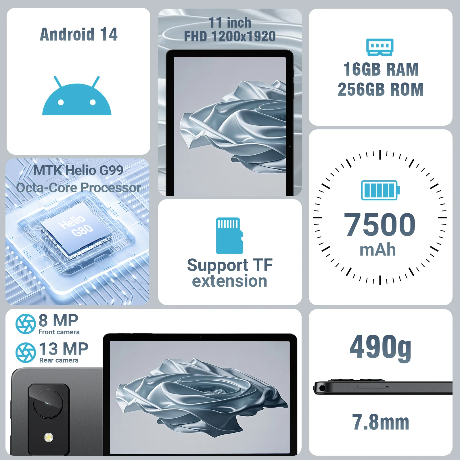 2025 MID1110-MS Android 14 Tablet 11 inch Gaming Tablets (8+256GB) - Image 8