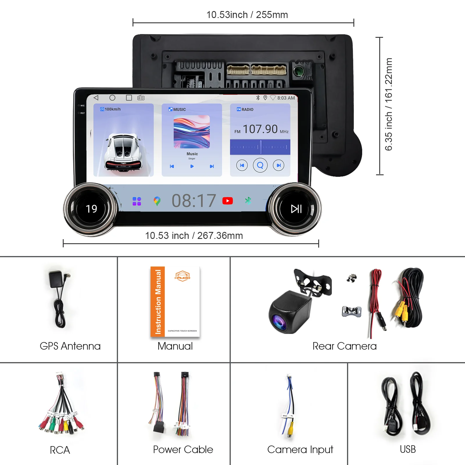 Huadio CVD1529-AJ 10" Double Din Car Stereo - Image 13