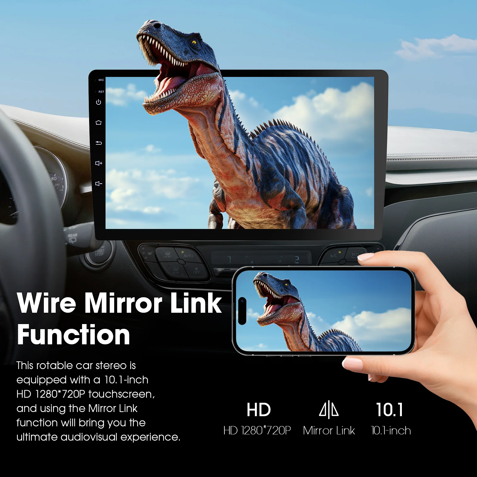 Huadio CVD1943-ZA 10.1" Double Din Car Stereo - Image 14