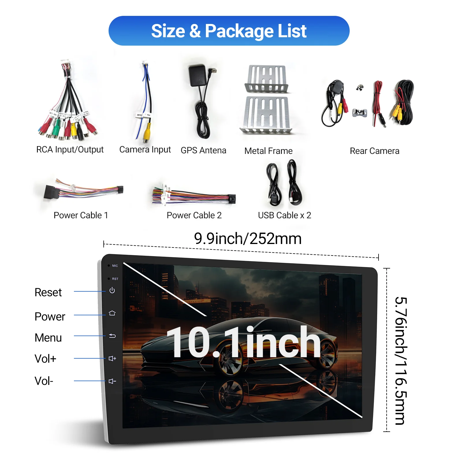 Huadio CVD1943-ZA 10.1" Double Din Car Stereo - Image 16