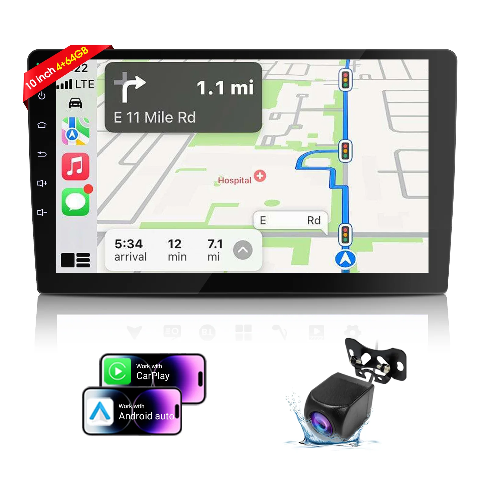 Huadio CVD1943-ZA 10.1" Double Din Car Stereo - Image 3