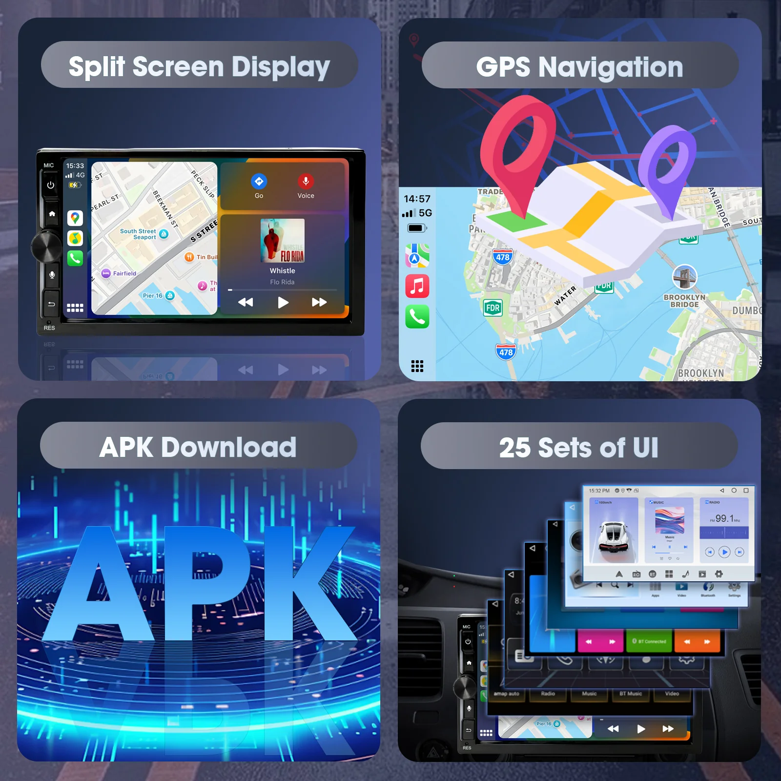 Huadio CVD7496-AJ 7" Double Din Car Stereo - Image 11