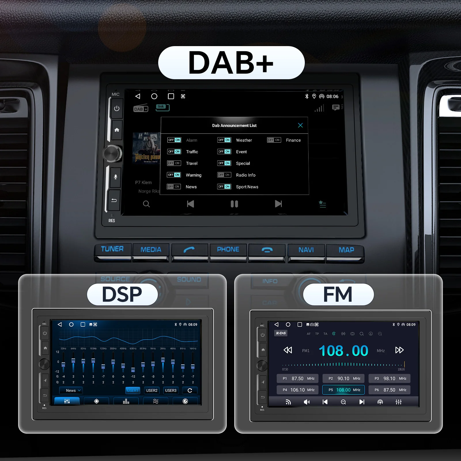 Huadio CVD7496-MD 7" Double Din Car Stereo For Most Vehicles - Image 12