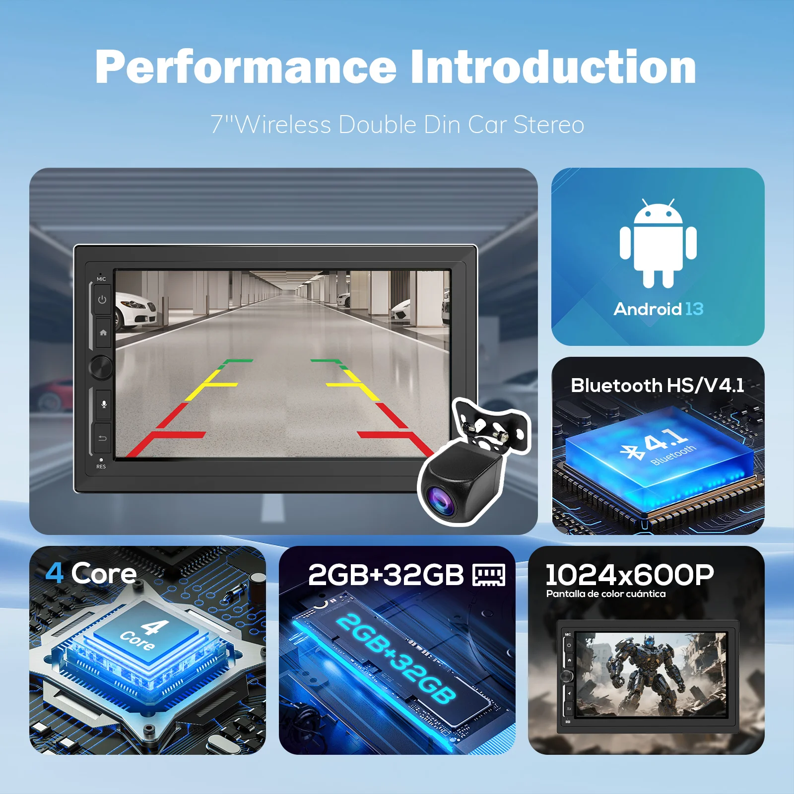 Huadio CVD7496-MD 7" Double Din Car Stereo For Most Vehicles - Image 4