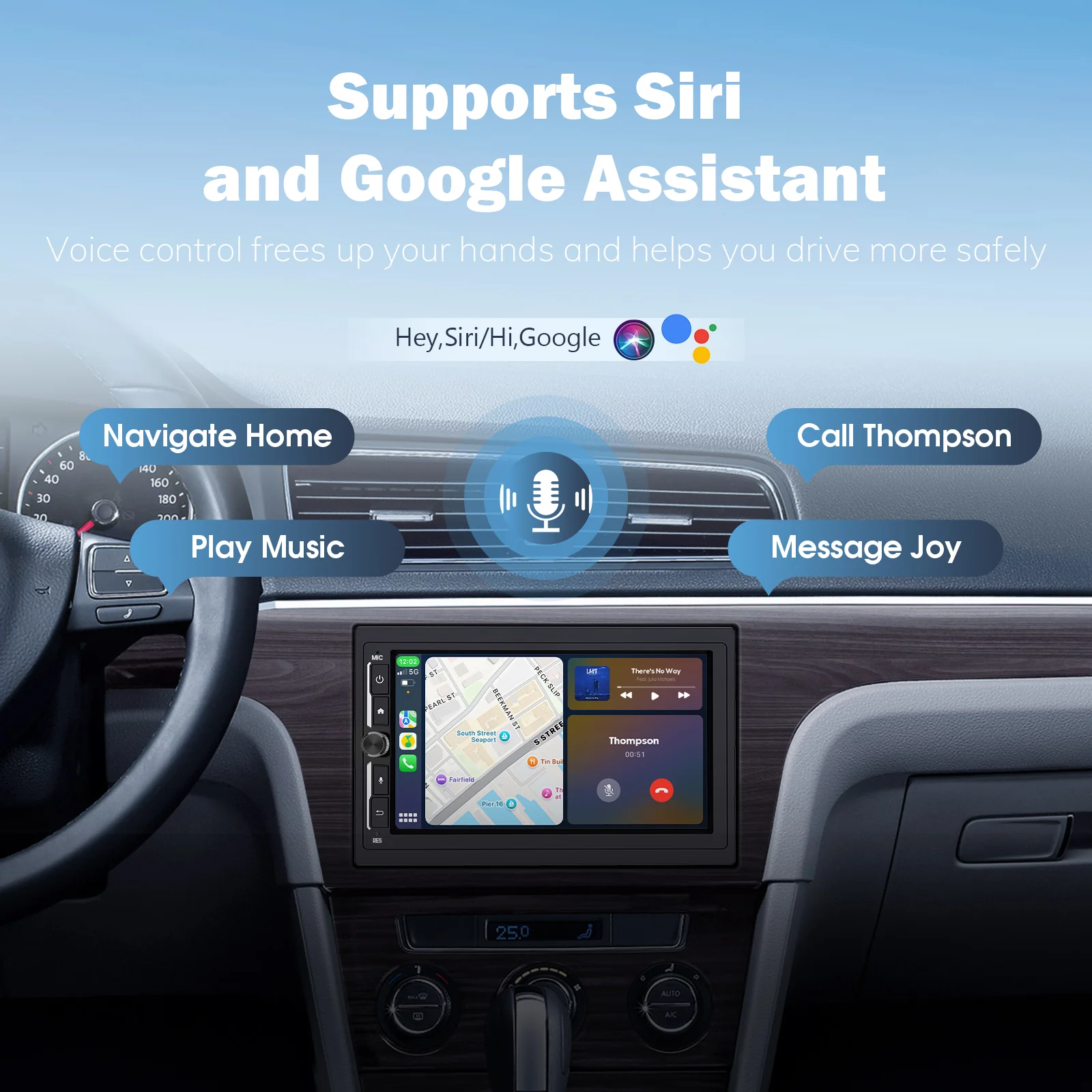 Huadio CVD7496-MD 7" Double Din Car Stereo For Most Vehicles - Image 5