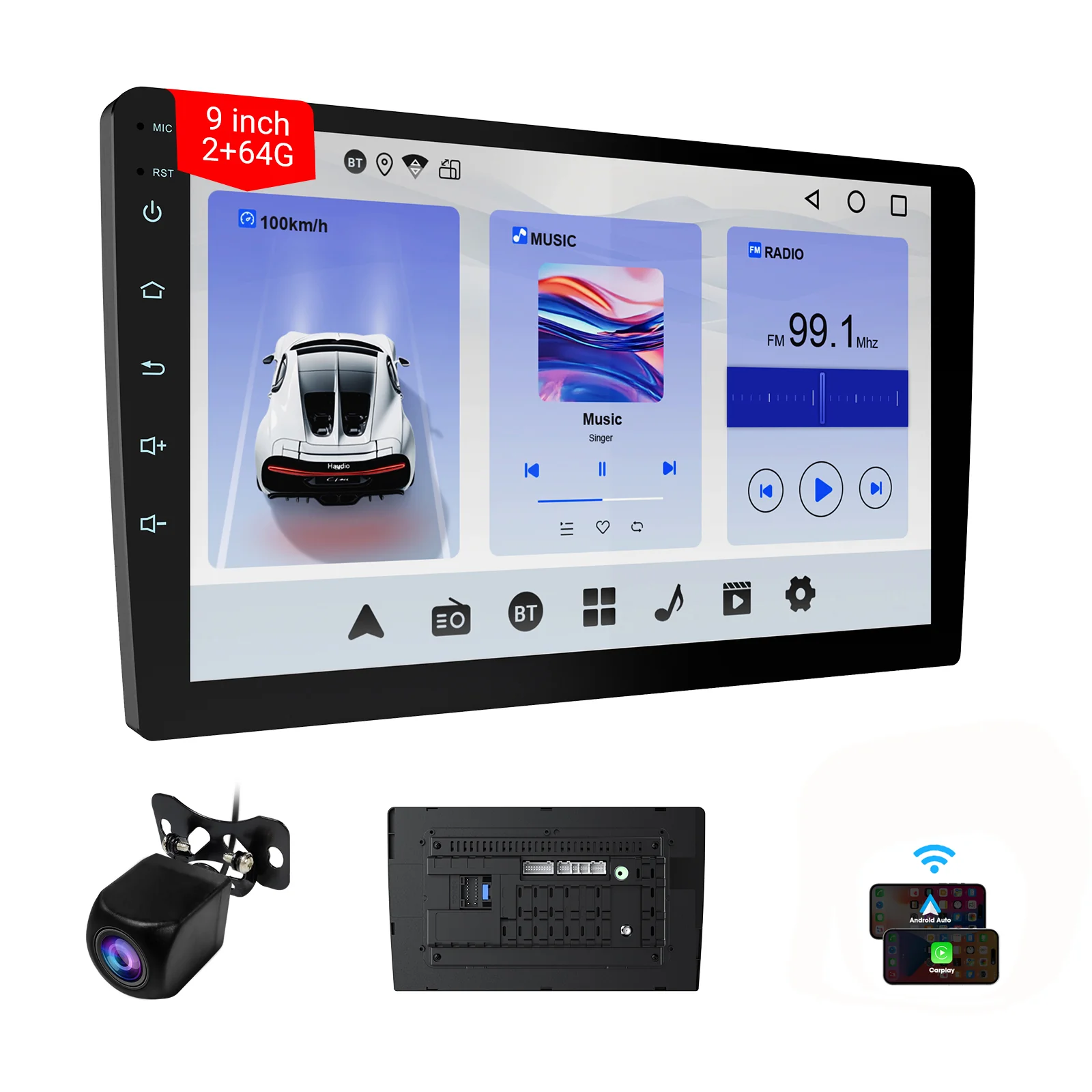 Huadio CVD9661-AJ 9" Double Din Honda Civic Car Stereo - Image 3