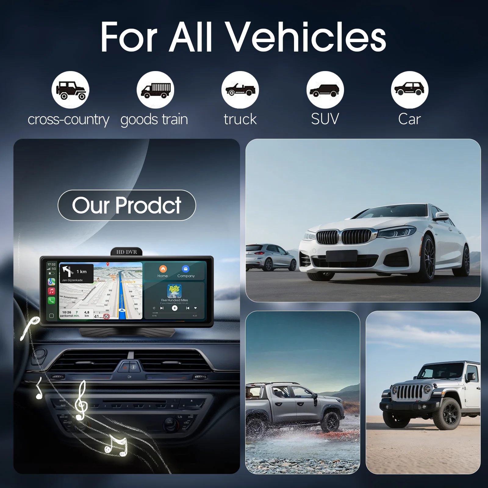 Huadio PND1001-AD 9.3" Portable Car Stereo - Image 13